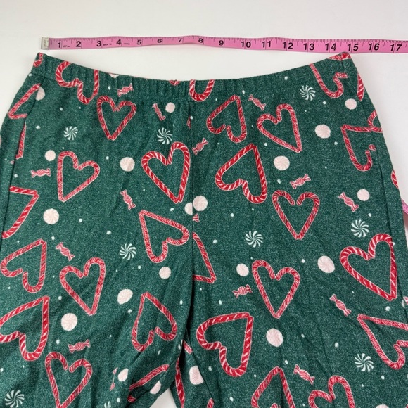 NEW Nordstrom Pajama Set Womens Medium Green Christmas Candycane 2 Piece NWOT - Picture 7 of 12